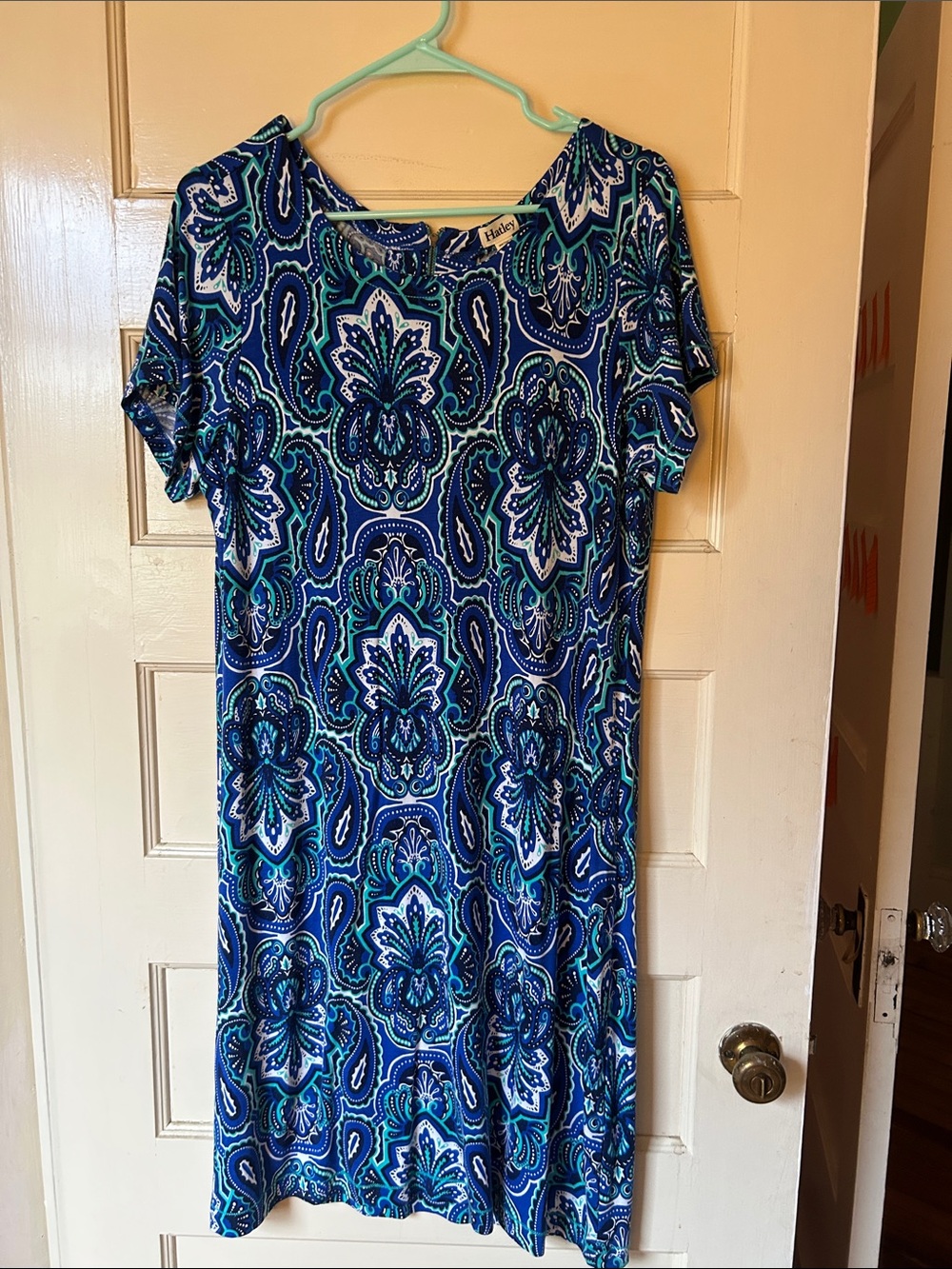 Hatley Navy, Teal & White Paisley Short Sleeve Shift Dress
